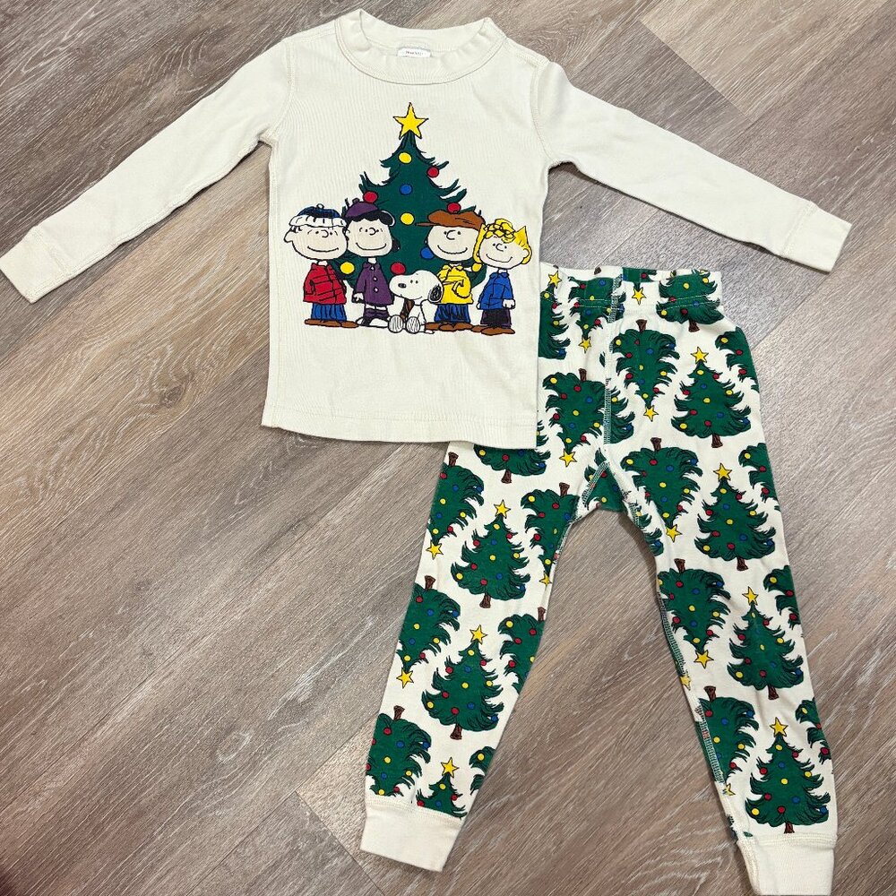 Hanna Anderson Peanuts Christmas Long John Pajamas 3T 90